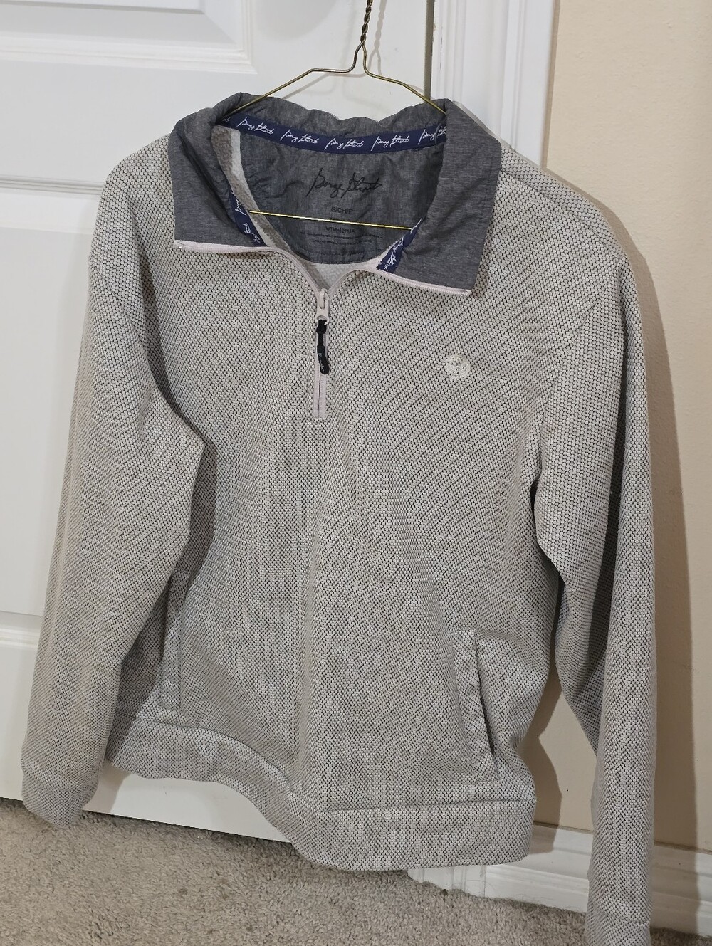 George Strait Men's Light Gray Half-Zip Sweater Jacket